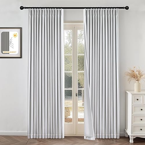 MYSKY HOME White Blackout Curtains 84 inches Long Pinch Pleated Curtains for Living Room Bedroom 100% Room Darkening Black Out Window Drapes with Hooks Back Tab, 40" Wide per Panel, 2 Pieces