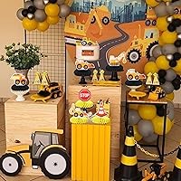 Vista 6 de 6 piezas de construcción de panal de abeja, centro de mesa, letrero de parada, camión volquete, excavadora, tractor, centros de mesa para tema