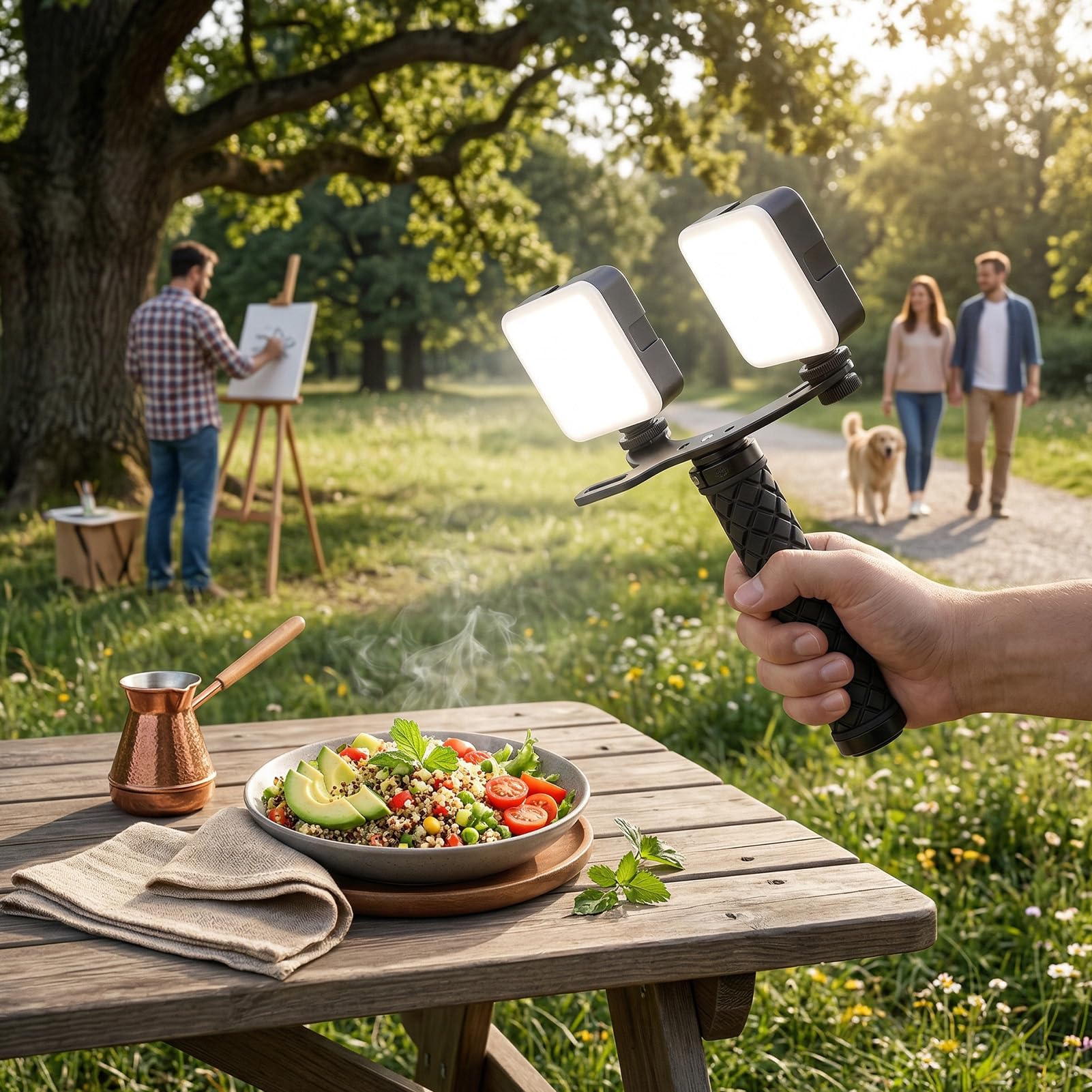 Yosoo Health Gear Video Licht 5600K Wiederaufladbar mit Drehregler