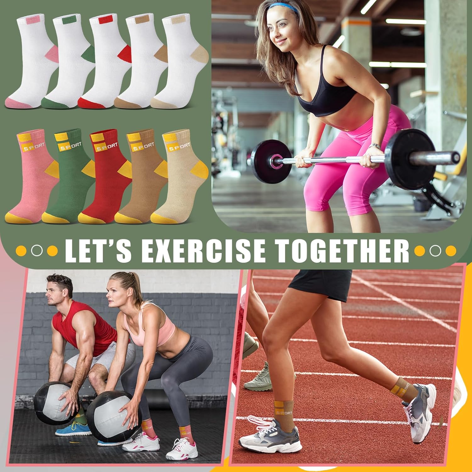 Bencailor 15 Pairs Women Crew Socks Running Cotton Ankle Socks for Women Athletic Hiking Walking Unisex 5-9 - Image 7