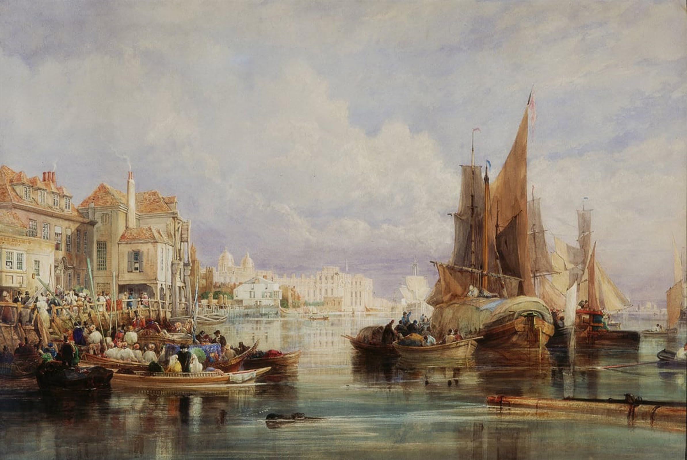 POSTERIIk Famous Modern Artwork Art Mural Scene At Greenwich on the River Thames on the Morning of Saturday by Miles Richardson Oil Paintings Pictures for Home Decor 60x90cm