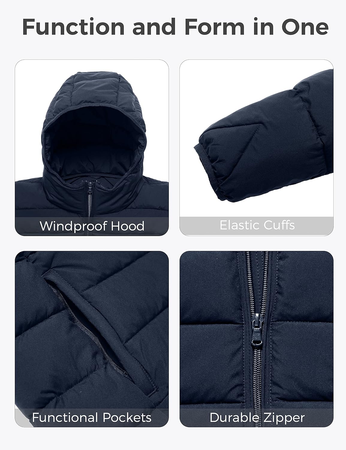 wantdo Women's Plus Size Lightweight Jackets Full-Zip Quilted Warm Jacket with Hood - Image 6