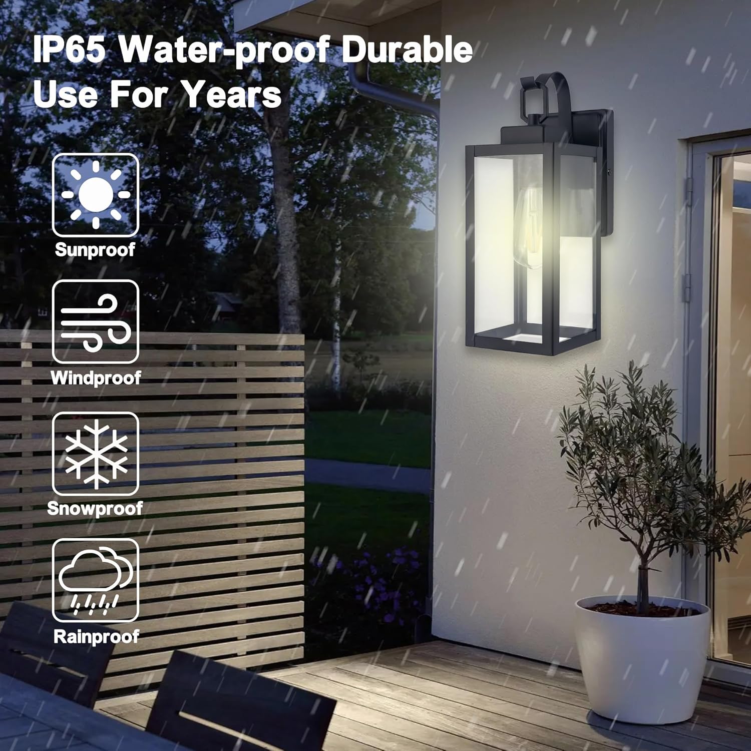 Outdoor Wall Lantern, Wall Sconce as Porch Lighting Fixture, E26 Medium Base, Metal Housing Plus Glass, Bulbs not Included