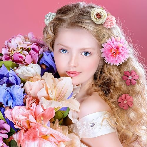 Miniatura 4 de BBTO 21 pinzas para el cabello con diseño de flores, pasadores para el cabello de mujer, accesorios para el cabello de flores, pinzas para el