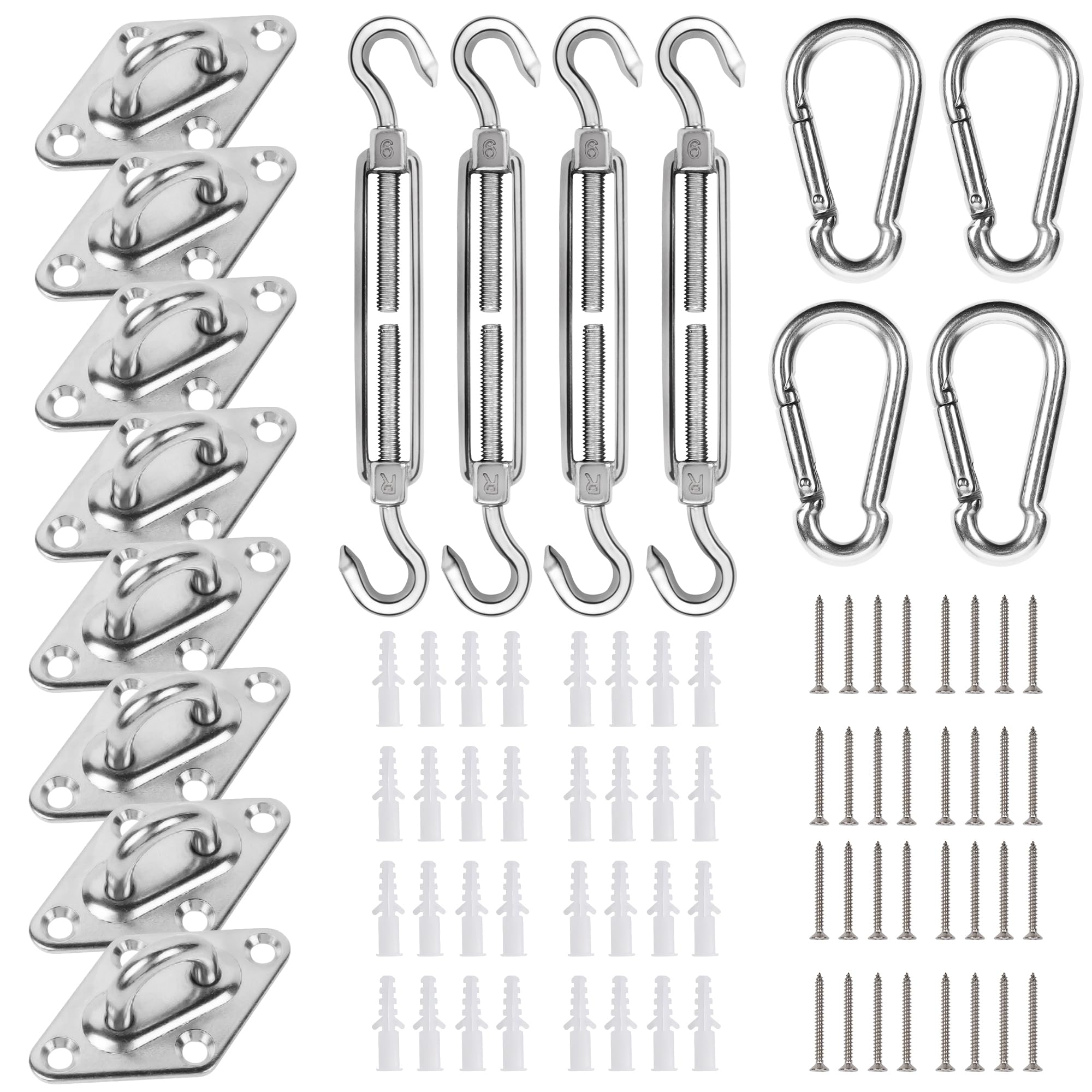 YOFIT Shade Sail Hardware Kit for Triangle Rectangle Sun Shade Sail Installation, 304 Grade Stainless for Garden Outdoors, 80 Pcs