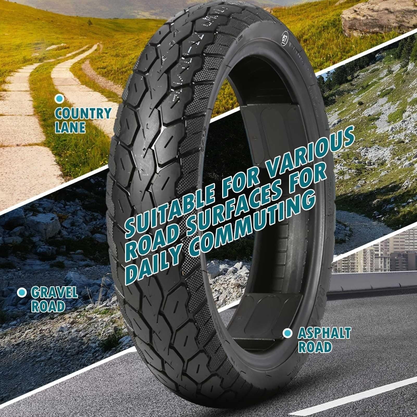 90/70-12 Opona Motocyklowa Bez Wnętrza 4P.R., 250 KPa, Maks. Obciążenie 128 kg, Odporna na Przebicia, Profil All-Terrain dla Skuterów i Mopedów(2pcs)