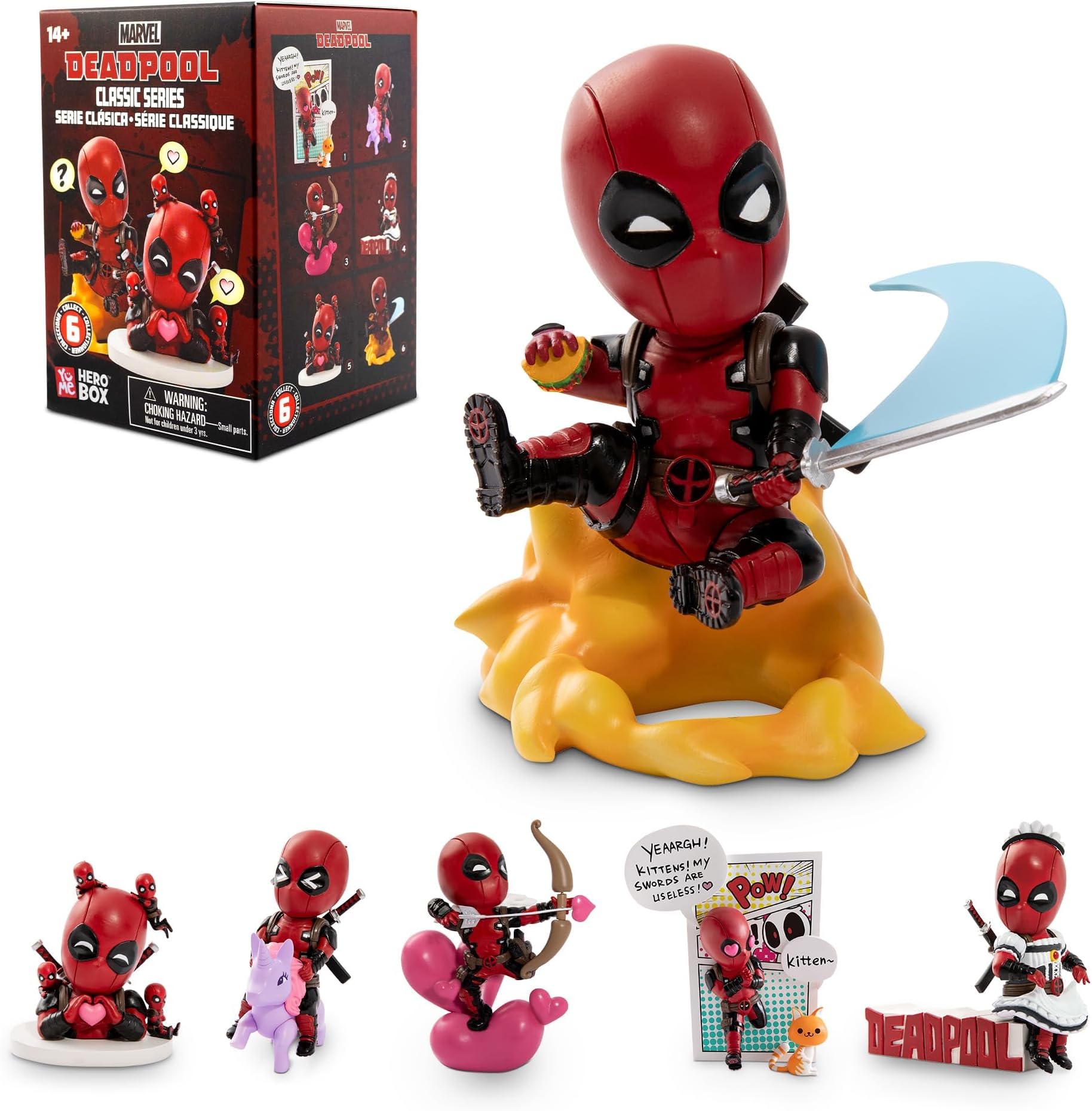 Deadpool Classic Series Hero Box – Single Blind Box Collectible Toy Figurine (2" to 4"), Marvel Superhero Movie Inspired Figure, Fun Gift for Adults & Kids Ages 14+