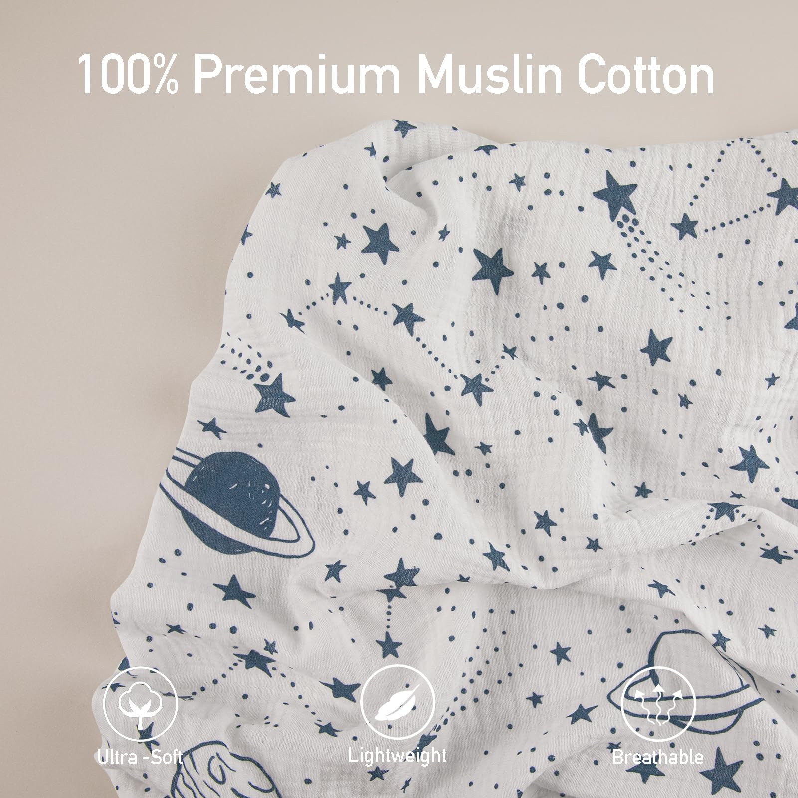 Gllquen Baby Confezione da 3 lenzuola in mussola per mini culla, traspiranti, con angoli, in morbido cotone confortevole, per neonati e ragazze, con angoli universali, per mini culla, 96,5 x 66 cm