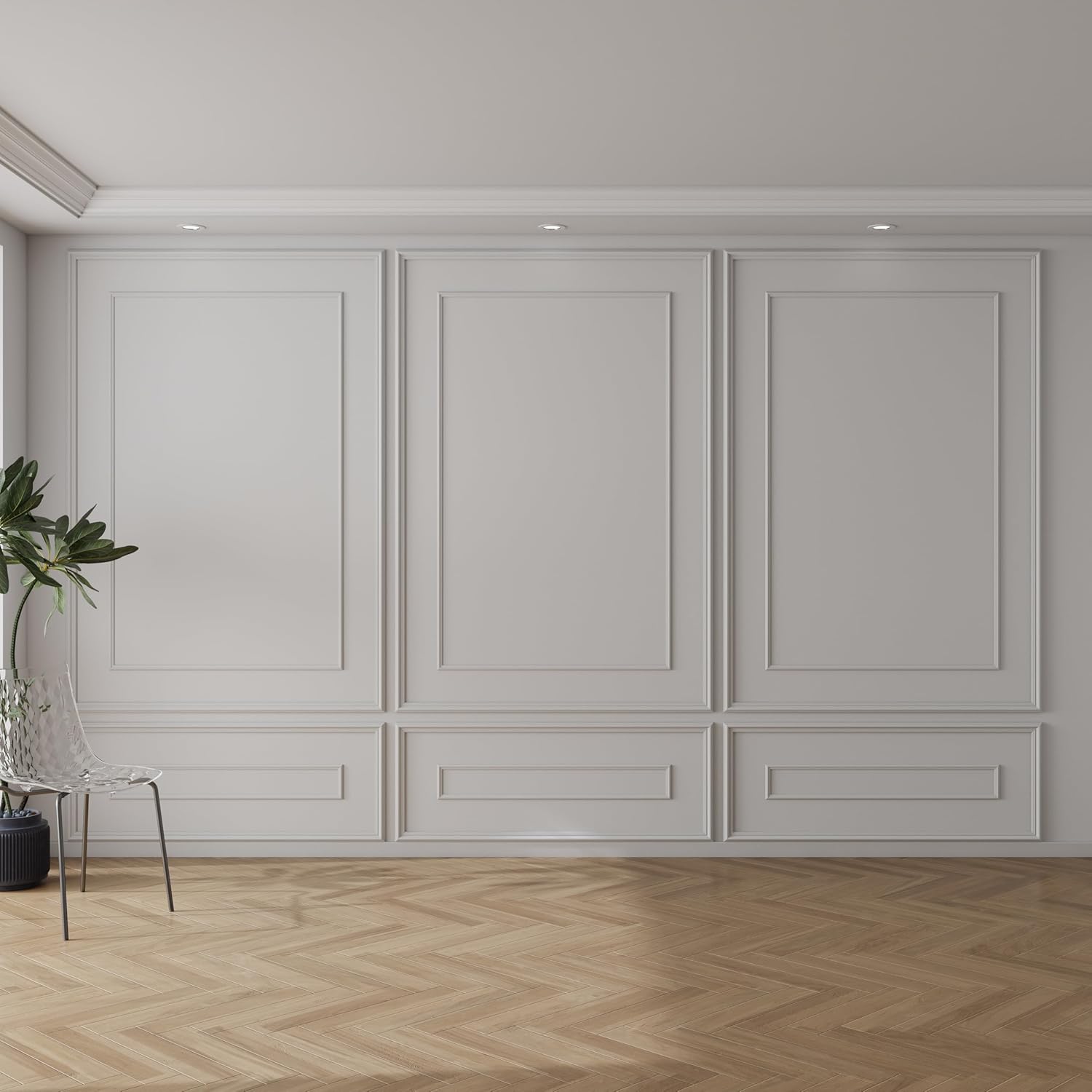 Pangda 3 Set Peel and Stick Wall Molding Kit Inner and Outer Layer Style Premade Wainscoting Panel for Interior Wall Moulding Decor Accent Wall Molding (48x70inch) 3 48x70inch