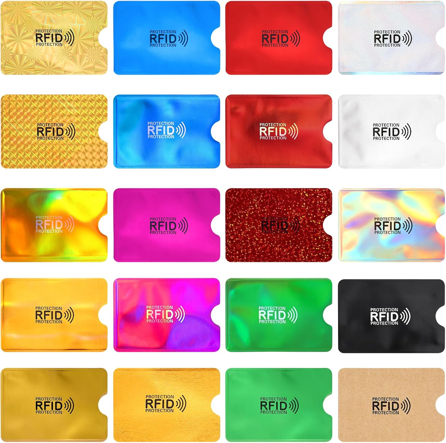 20pcs RFID Blocking Sleeves,Credit Card Protector Colorful Identity Theft Protection Passport Debit ID Cards Holders for Women Men(20)