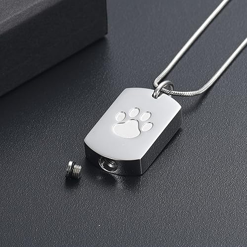 Miniatura 4 de BAOWIQI Collar de urna de cremación para cenizas para mascotas, joyería conmemorativa de cenizas con estampado de patas, colgante de recuerdo, deja