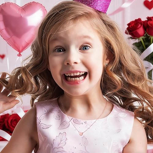 Miniatura 2 de Turandoss - Collares delicados con inicial para niñas y adolescentes, con dije en forma de corazón pequeño chapado en oro rosa de 14 quilates,