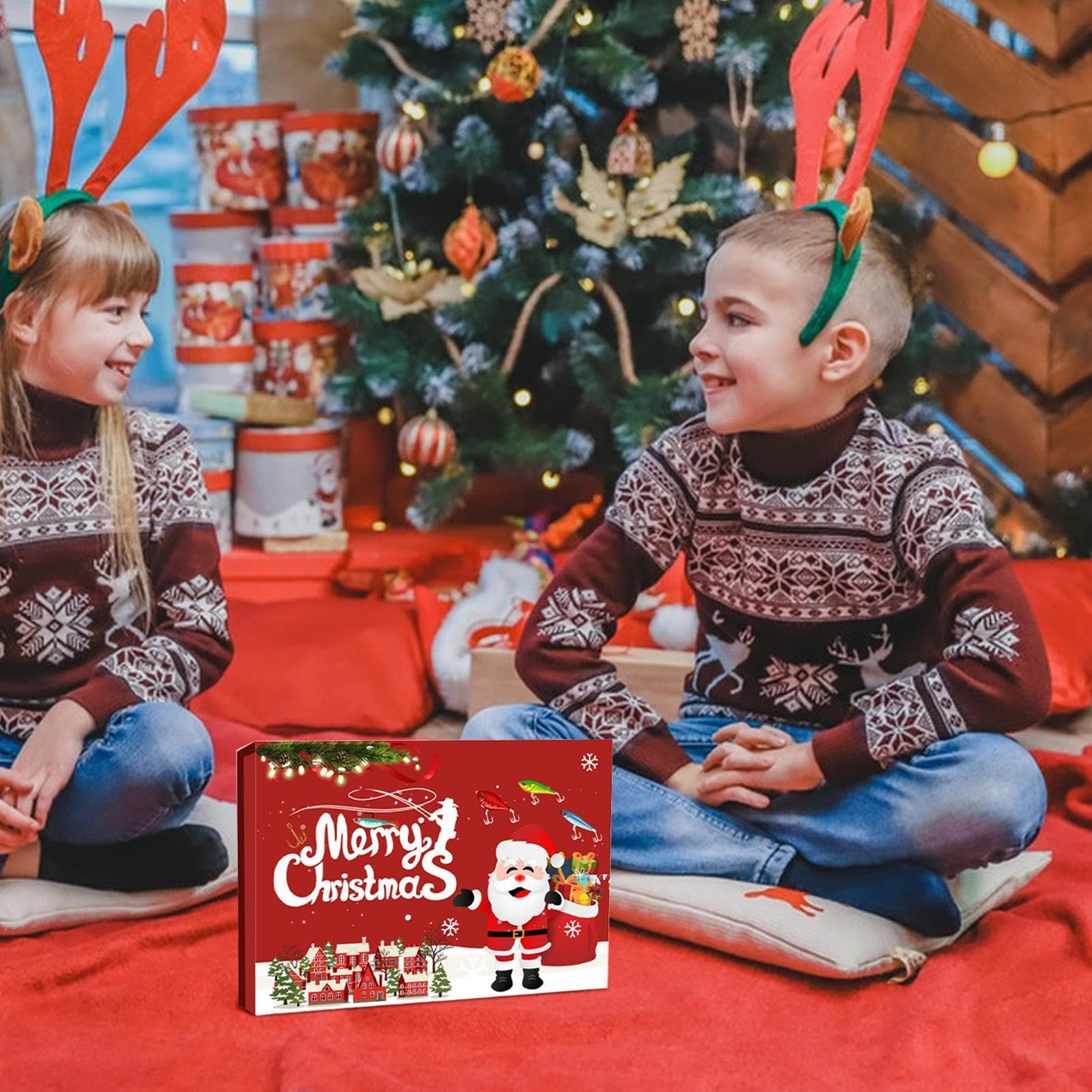 Adventskalender Angeln – Countdown Weihnachten 24 Tage Angelköder | Köder für Salzwasser und Süßwasser Männer Vater Großvater – Freunde leidenschaftlicher Angler