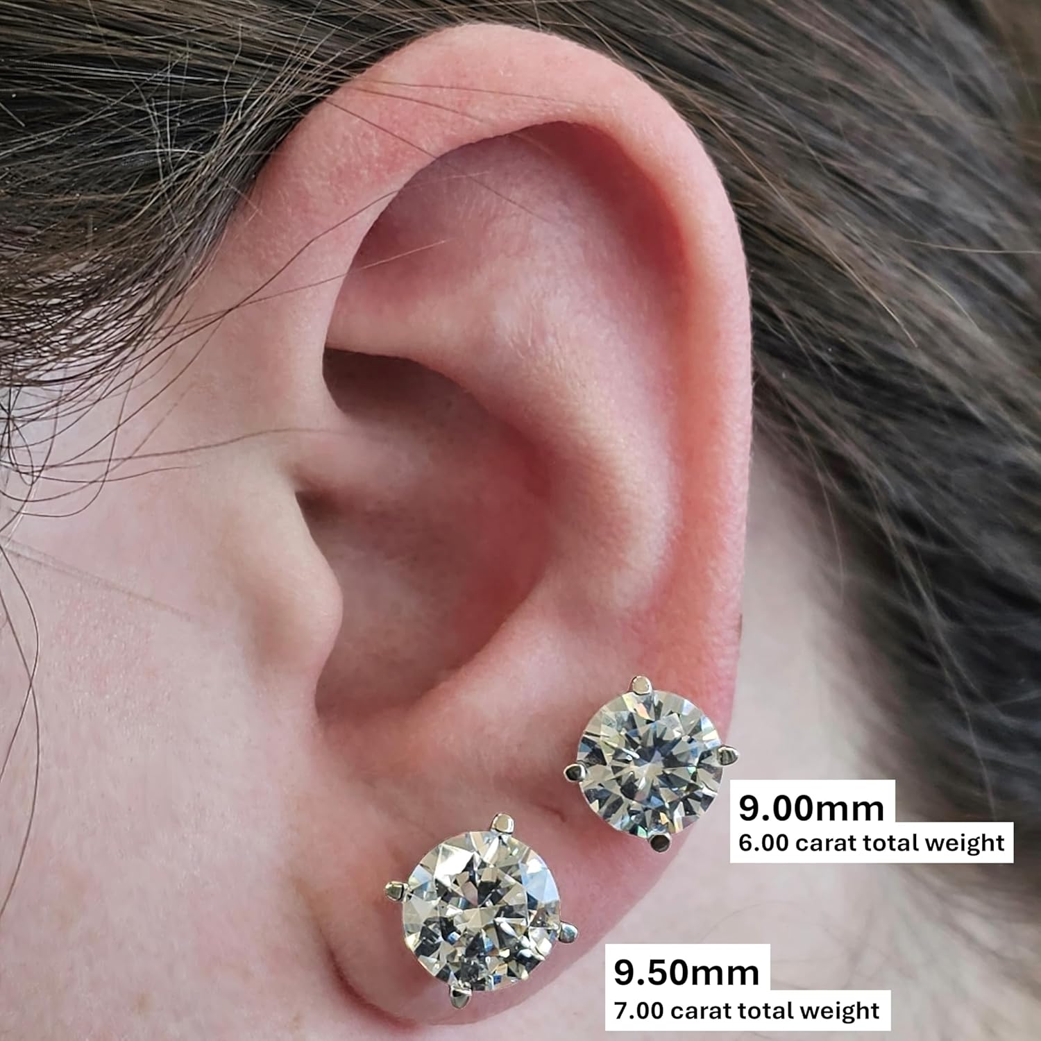 Central Diamond Center 14K Hypoallergenic Solid Gold Post Swarovski Zirconia Stud Earrings-Premium Comfort, No Irritation-Classic Gift for Sensitive Ears (Various Sizes)