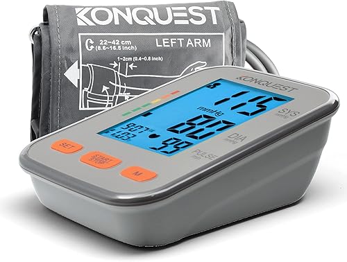 Konquest Monitor automático de presión arterial superior del brazo, puño extra grande de 12 a 19 pulgadas (32 a 19.1 in) - Pantalla retroiluminada