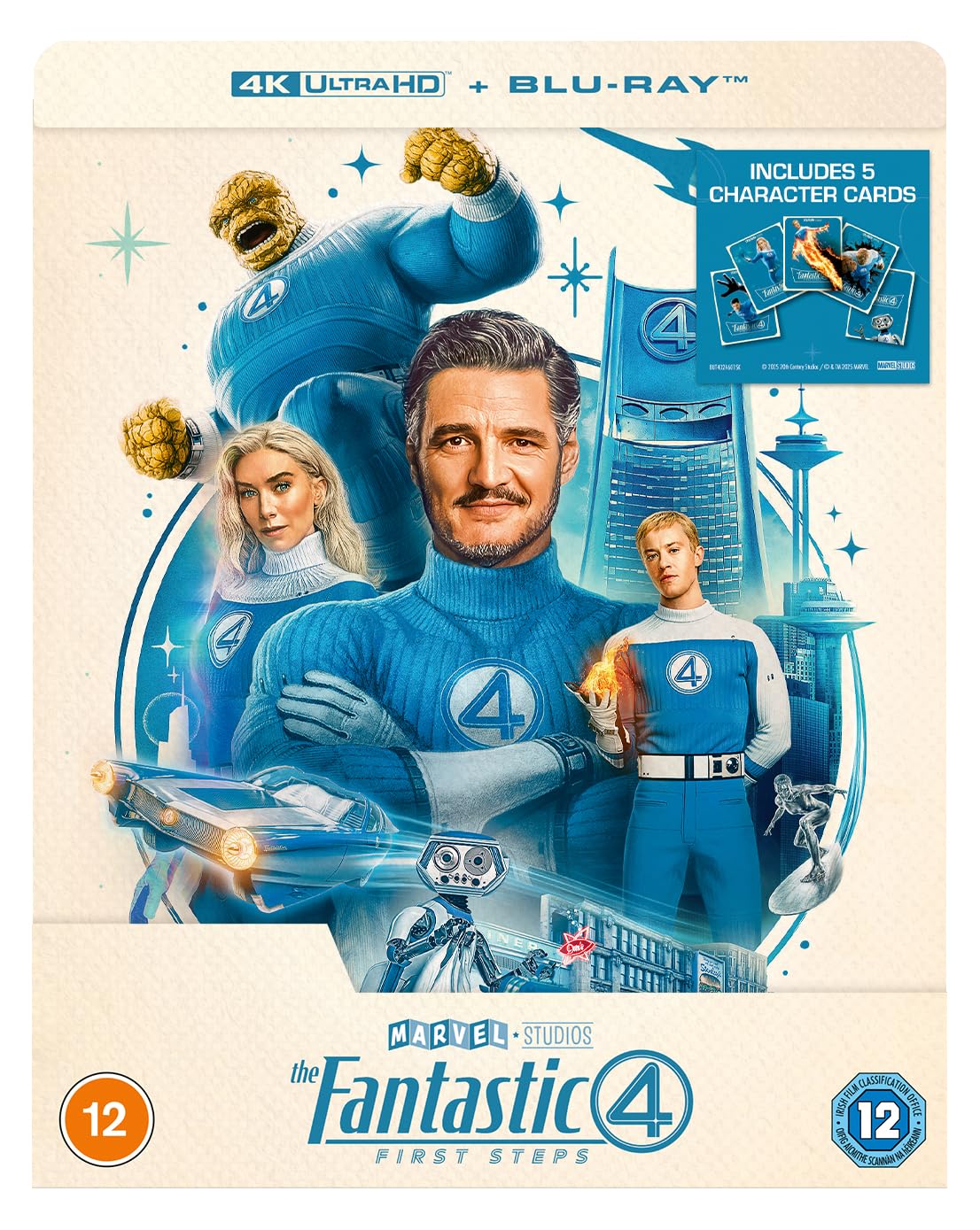 Marvel Studios' The Fantastic Four: First Steps 4K Ultra HD/BD SteelBook (with 5 x Collectible Character Artcards) [Region Free]
