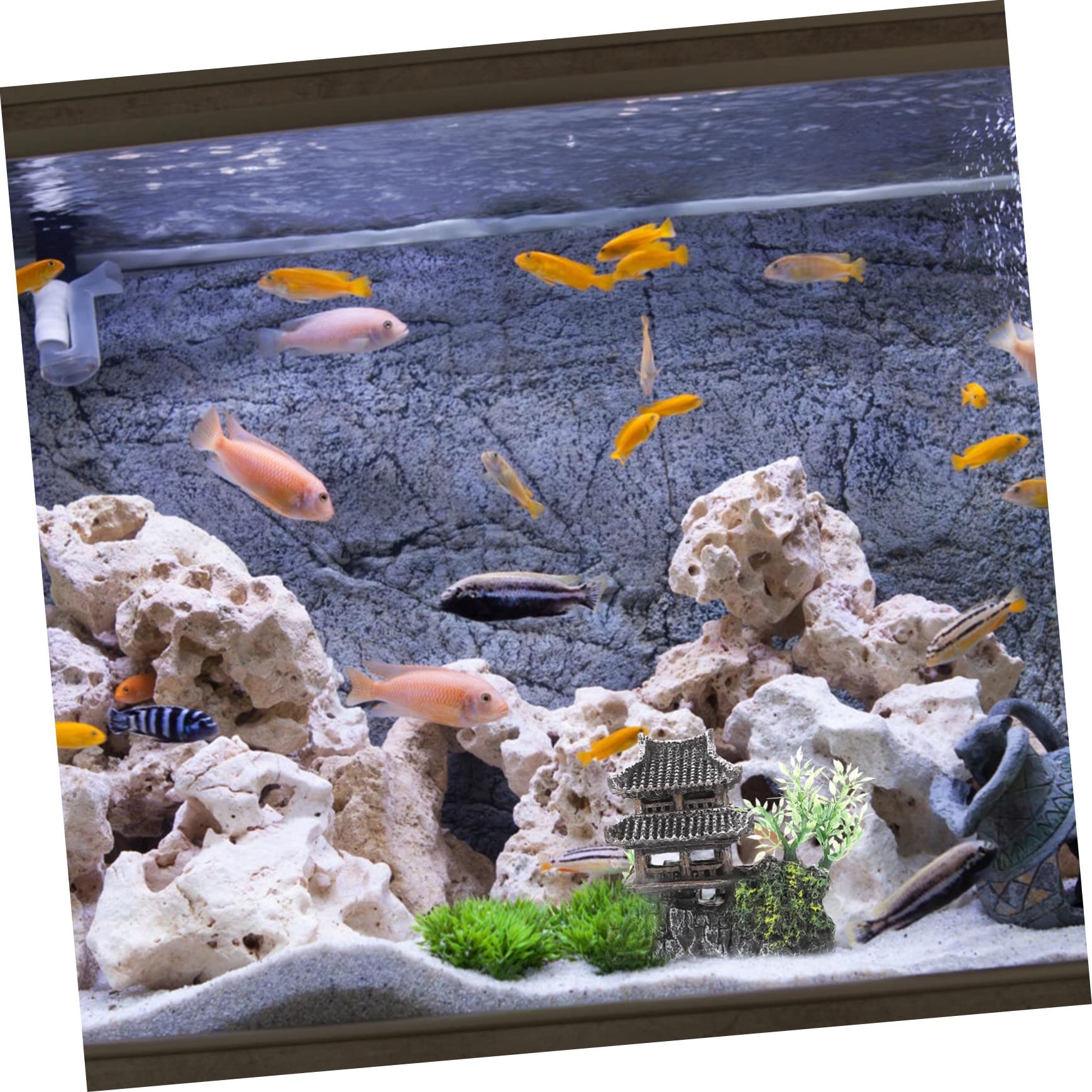 minkissy 1pc Fish Tank Landscaping Room Fish Tank Decoration Fish Tank Rock Hiding Cave Fish Tank Landscape Rock Fish Tank for Betta Fish Aquarium Decoration Boutique Resin Ornamental Fish