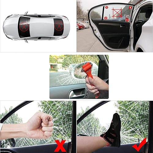 Miniatura 9 de SINSEN Juego de 3 martillos de seguridad para automóvil, herramienta de escape de emergencia, martillo de vidrio para ventana de auto, martillo de