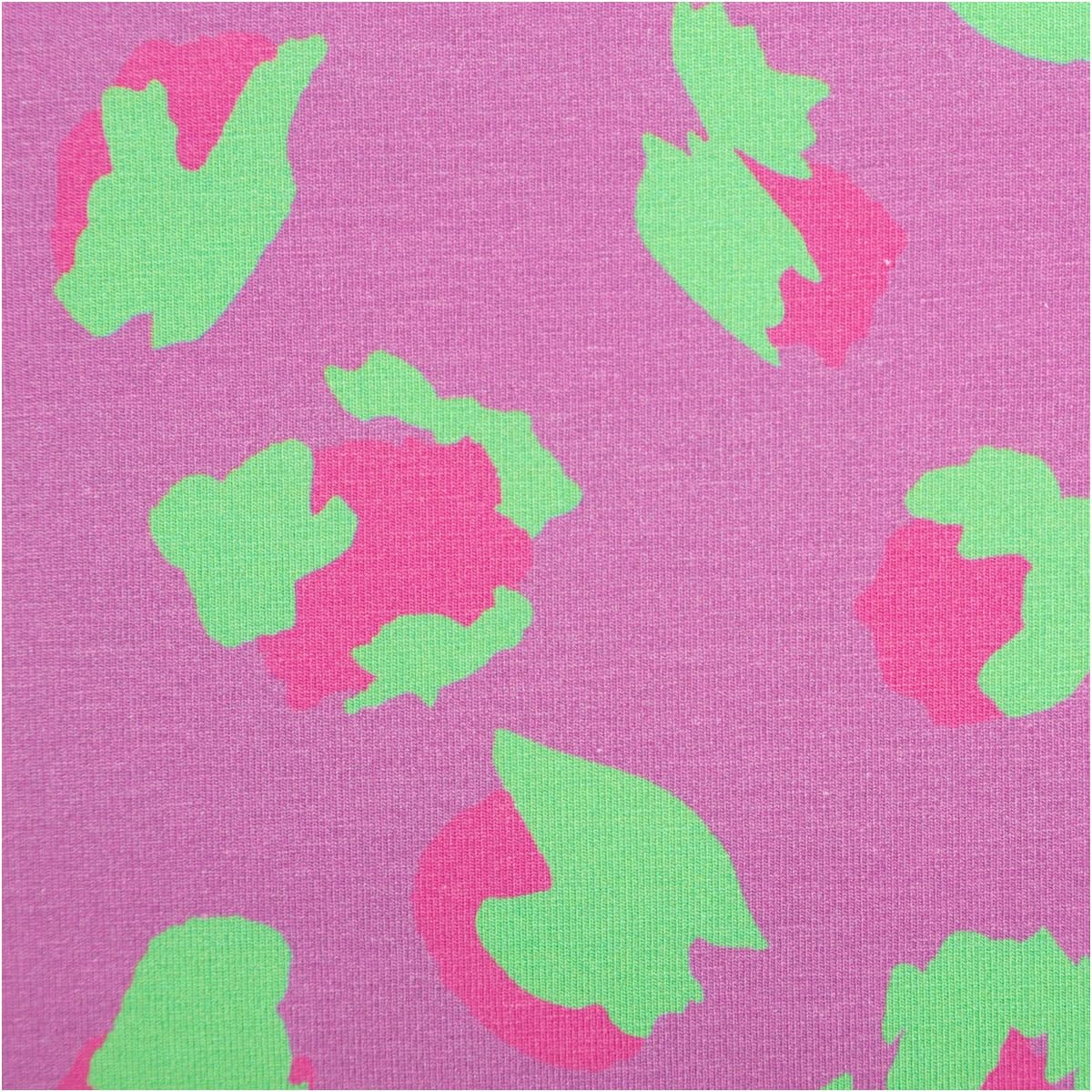 Miss von Julie Jersey Cotton Jersey Leo Digital Print Purple Green 1.50 m Wide Fabric Sold by the Metre (150 cm Width)