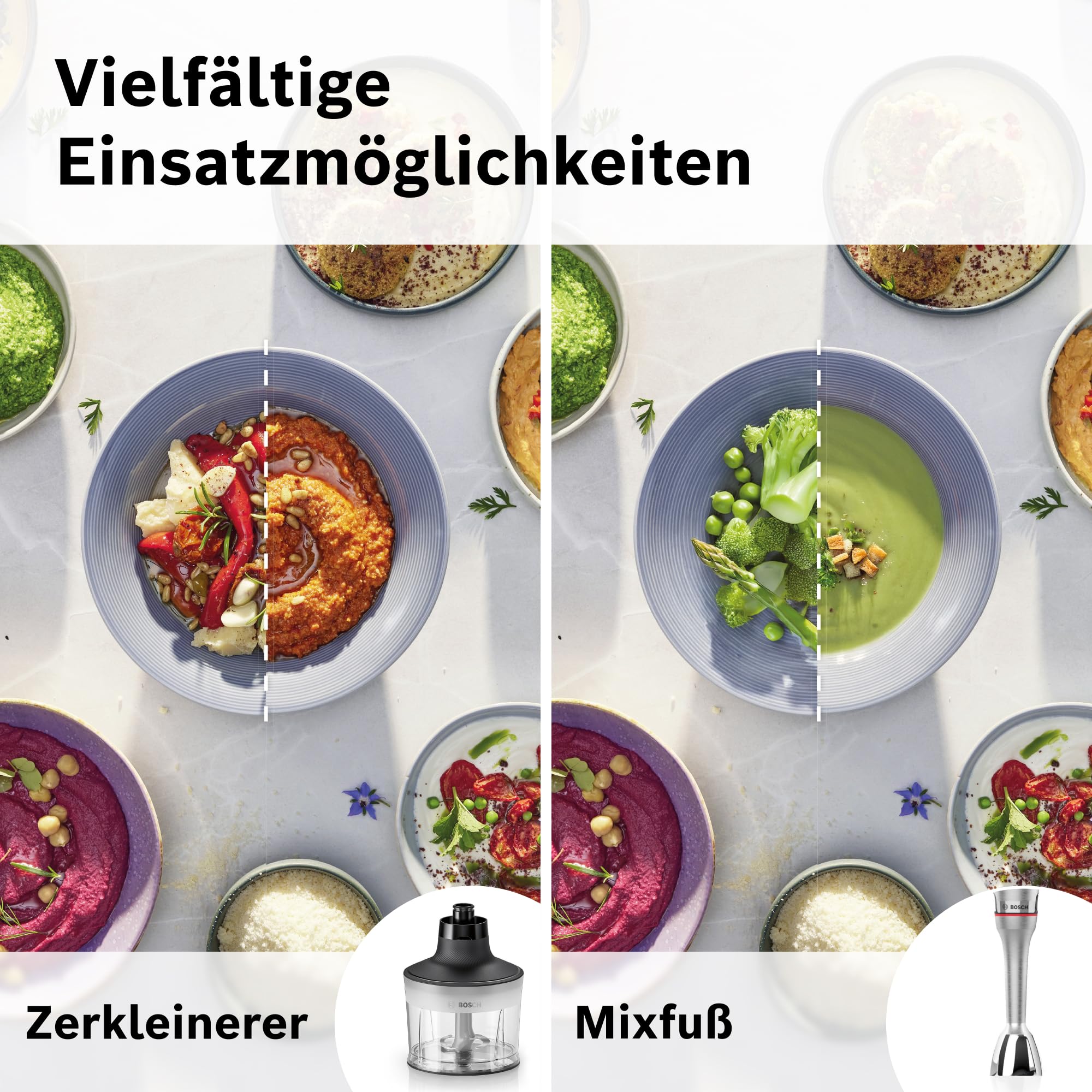 Bosch Stabmixer, Mixbecher, Universalzerkleinerer, Edelstahl Klingen, spülmaschinenfest, Spiralkabel, 1500 Watt, ErgoMaster Serie 8 MSM8M930