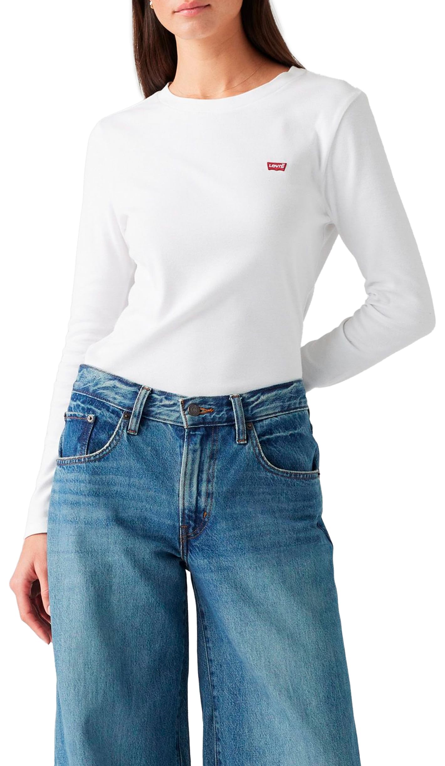 Levi's Women's White + Essential Hm Ls Tee T-Shirt, Xxs