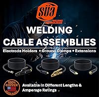 Vista 7 de SÜA - Conjunto de cables de soldadura de 300 amperios - Conector de terminal - Cable de cobre 100% AWG # 1 (25 pies cada plomo)