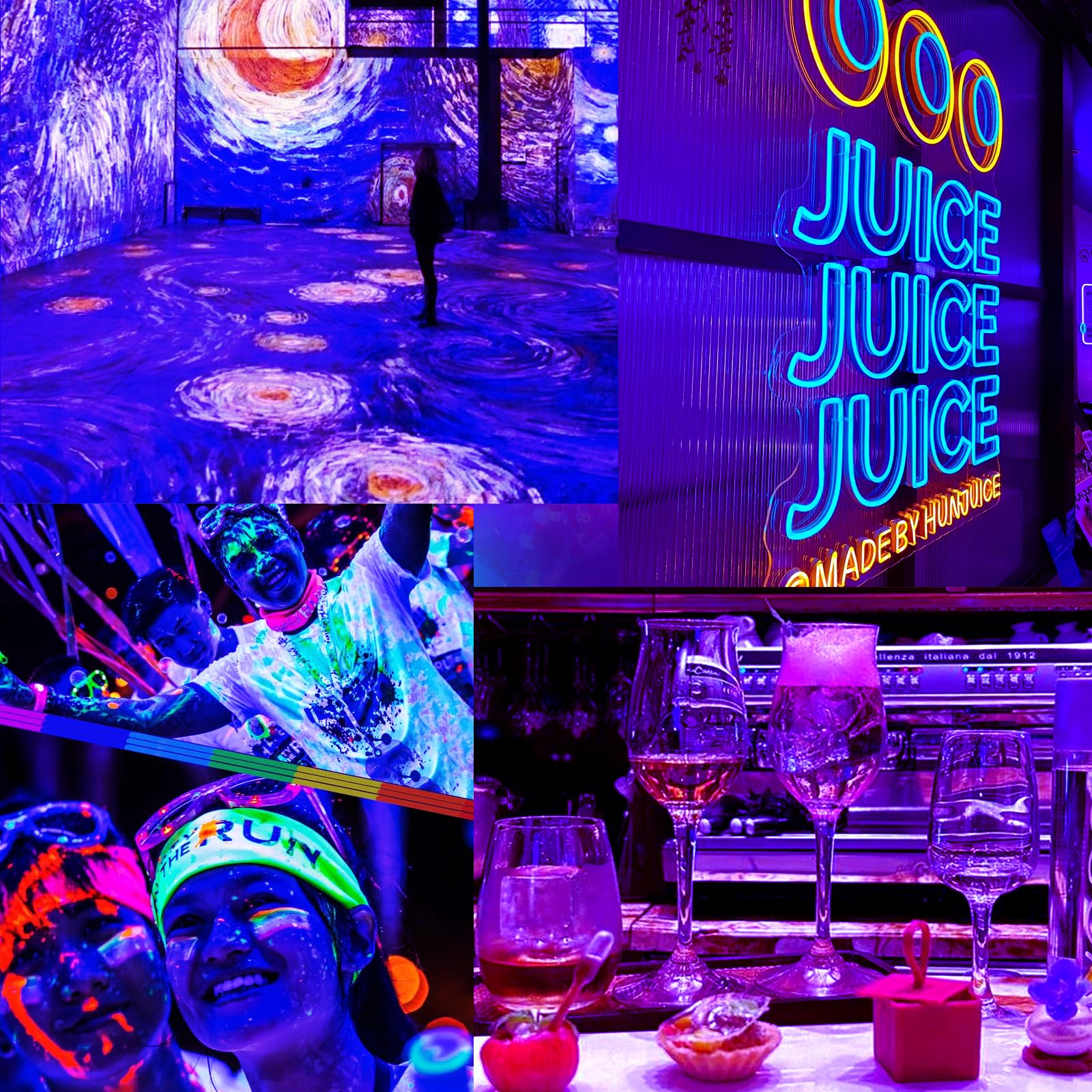Luce UV LED 150W, Luce Nera uv 395-405nm, Faretto UV LED, Impermeabile IP66 Lampada ultravioletta, Faro uv per Festa fluorescente Halloween Natale Pittura del corpo