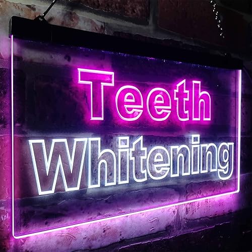 Miniatura 3 de ADVPRO Muestra de neón LED de doble color para blanquear los dientes, color blanco y morado, 12 "x 8.5" st6s32-j0996-wp