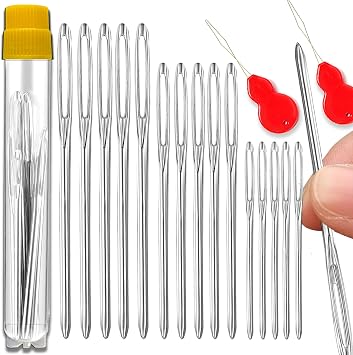 15Pcs/3Sizes Large Eye Blunt Yarn Needles kit, Knitting Needles, Yarn Needles, Quilting Needles with 2 Threaders, Weaving Stringing Needles for Knitting Crochet