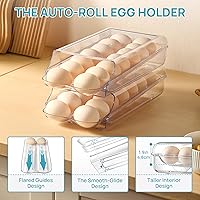 Vista 3 de Vtopmart Soporte para huevos de plástico transparente para refrigerador, contenedor automático de huevos para refrigerador, organizador apilable
