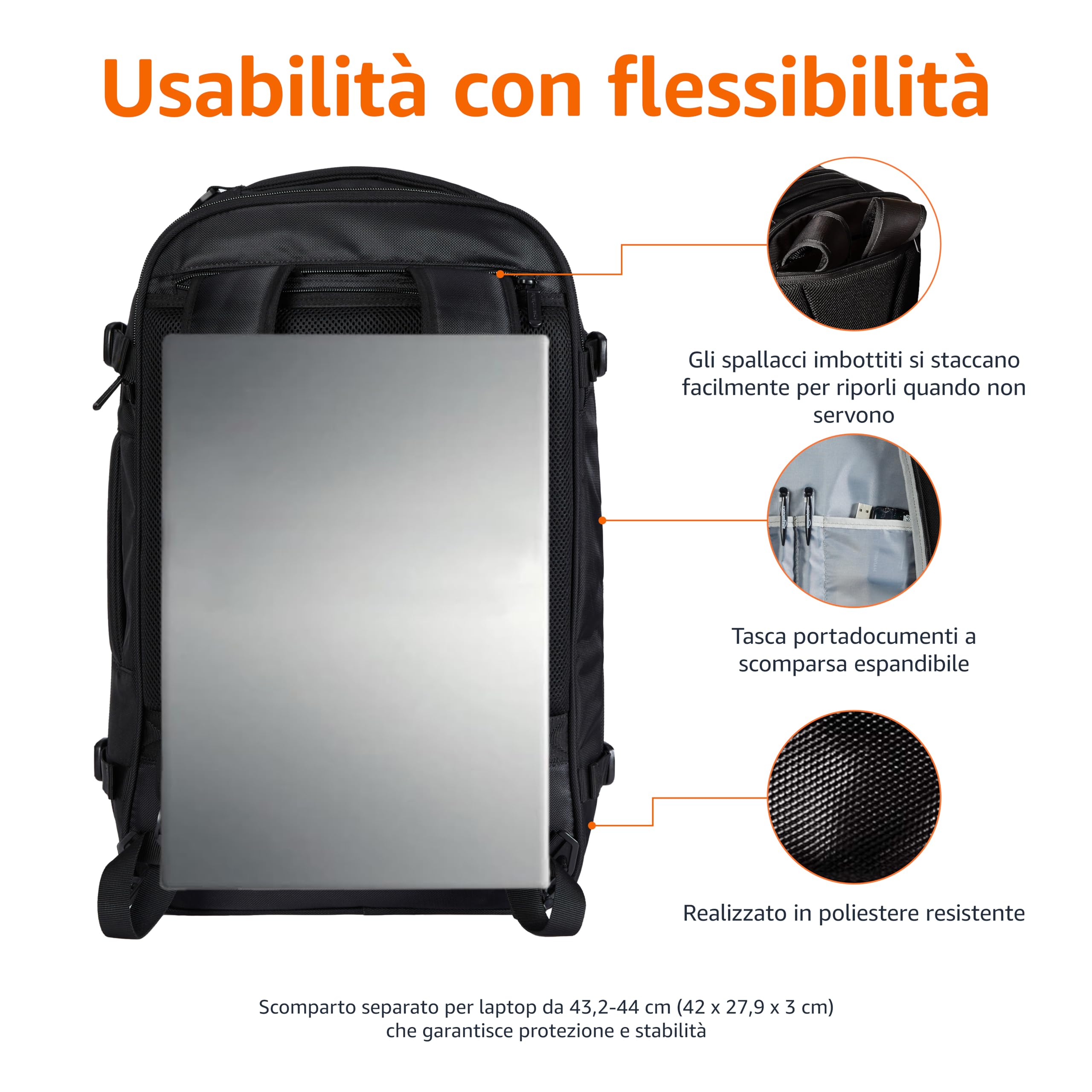 Amazon Basics - Zaino da viaggio/bagaglio a mano