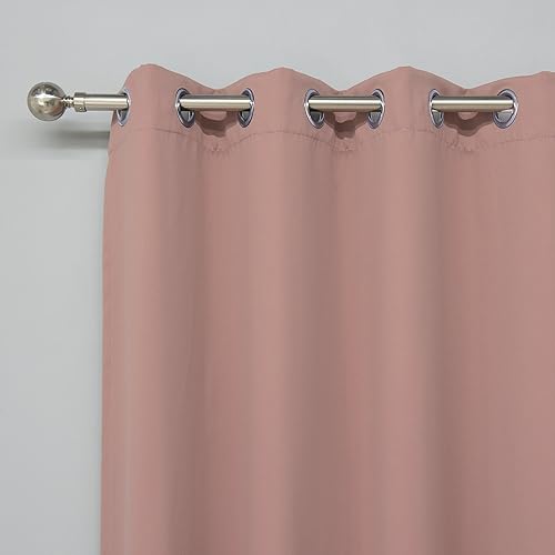 Miniatura 4 de Best Home Fashion Cortinas opacas con aislamiento térmico – parte superior de acero inoxidable con ojales de níquel – Malva – 52 pulgadas de ancho x