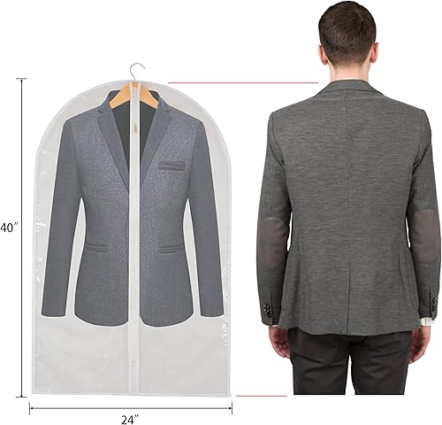 Miniatura 2 de Bolsa transparente para ropa, bolsas de traje para almacenamiento de armario, bolsas de vinilo para colgar ropa, cubiertas de abrigo para armario