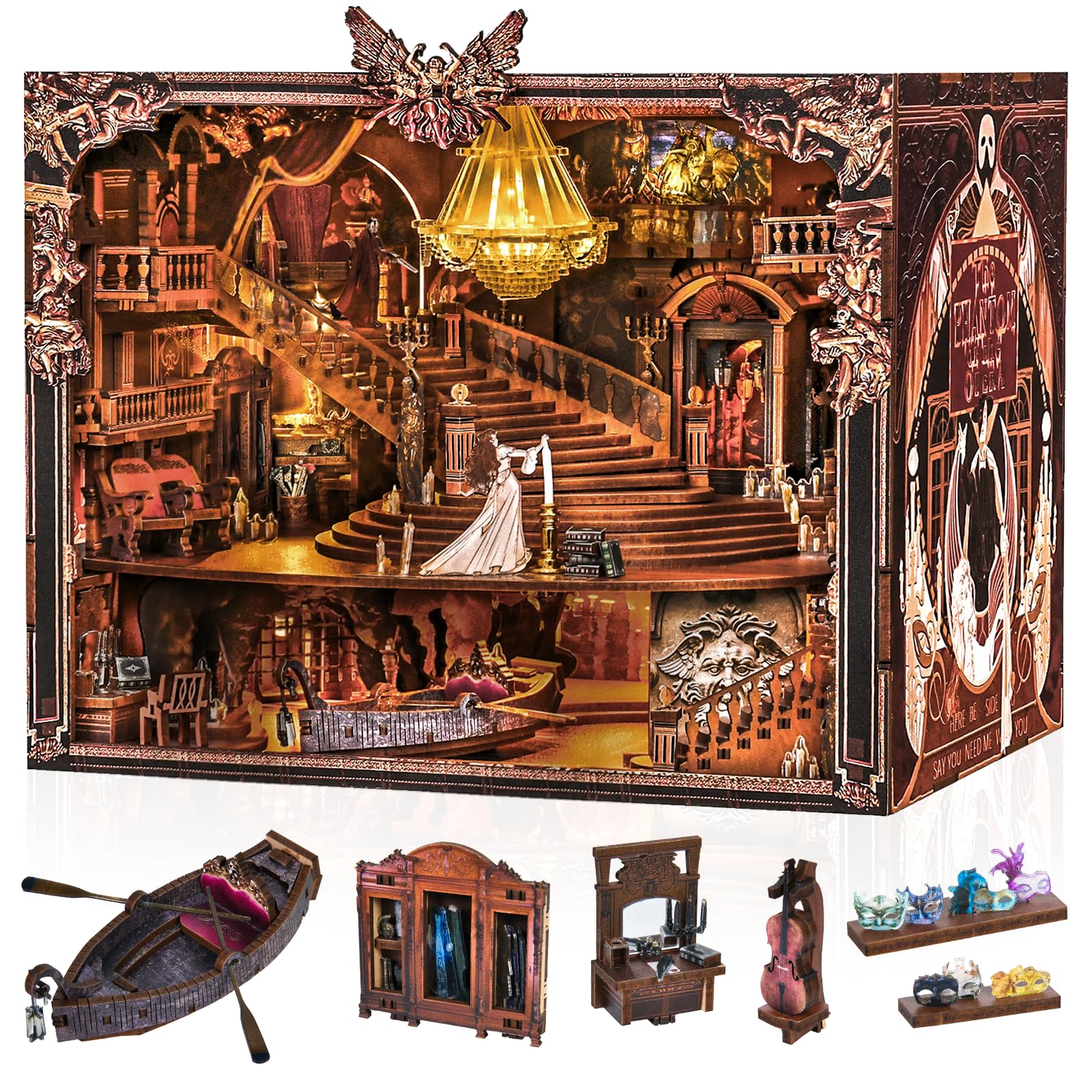 MiniCity Phantom of Opera Max Book Nook Kit for Adults, 3D Wooden Puzzle