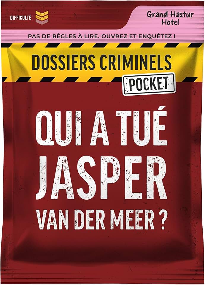 Dossiers Criminels Pocket - Qui a tué Jasper Van Der Meer ? Meurtre sous fond de scandale politique - Jeu d'enquête en cartes - Jeu de voyage et de poche - Famille et amis - 1-6 Joueurs - 45 min