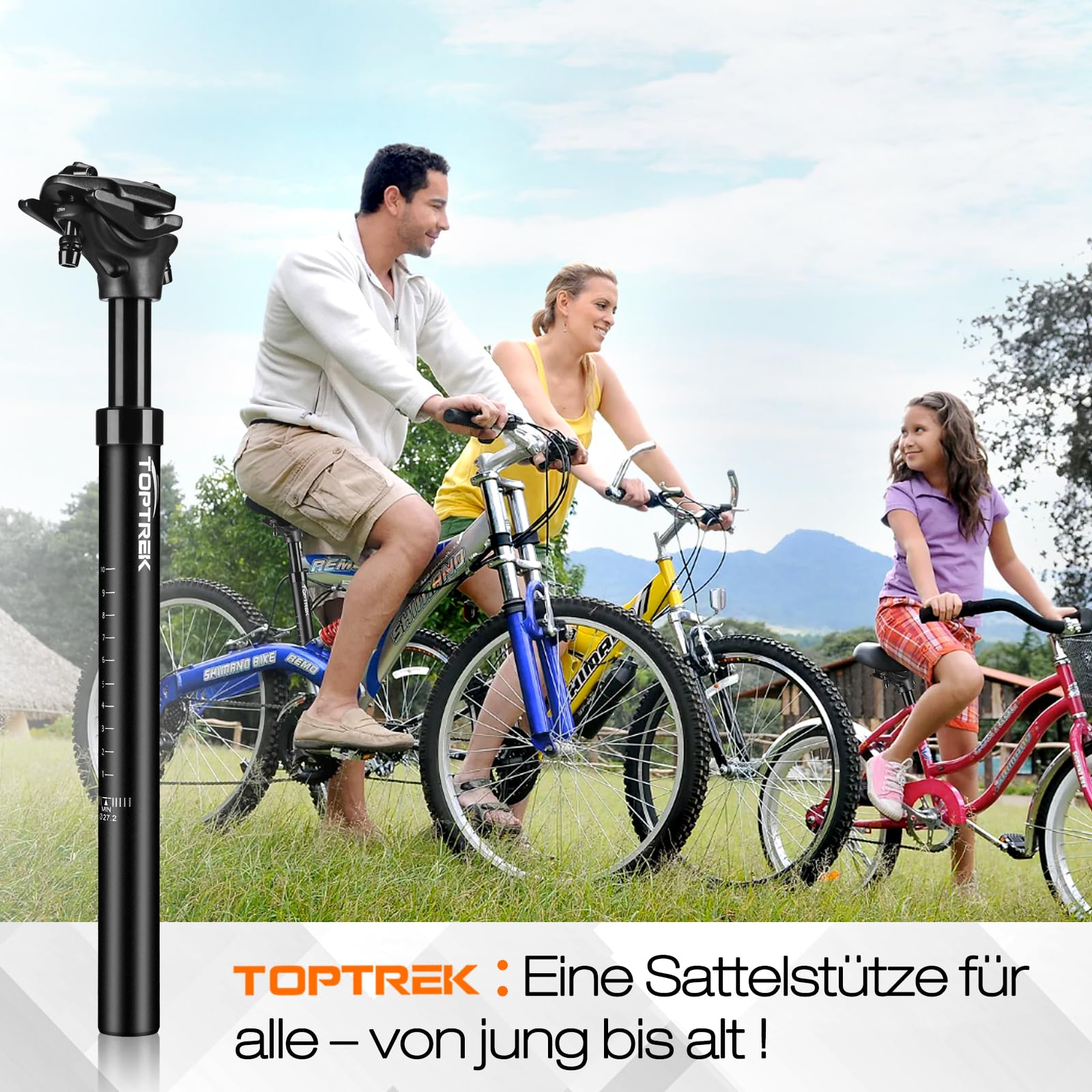 toptrek Tija de sillín con resorte de 30,9 mm, tija de sillín con 3 muelles incluidos, tija de sillín de suspensión de 50 – 120 kg, suspensión para alivio de la columna vertebral, para bicicleta de