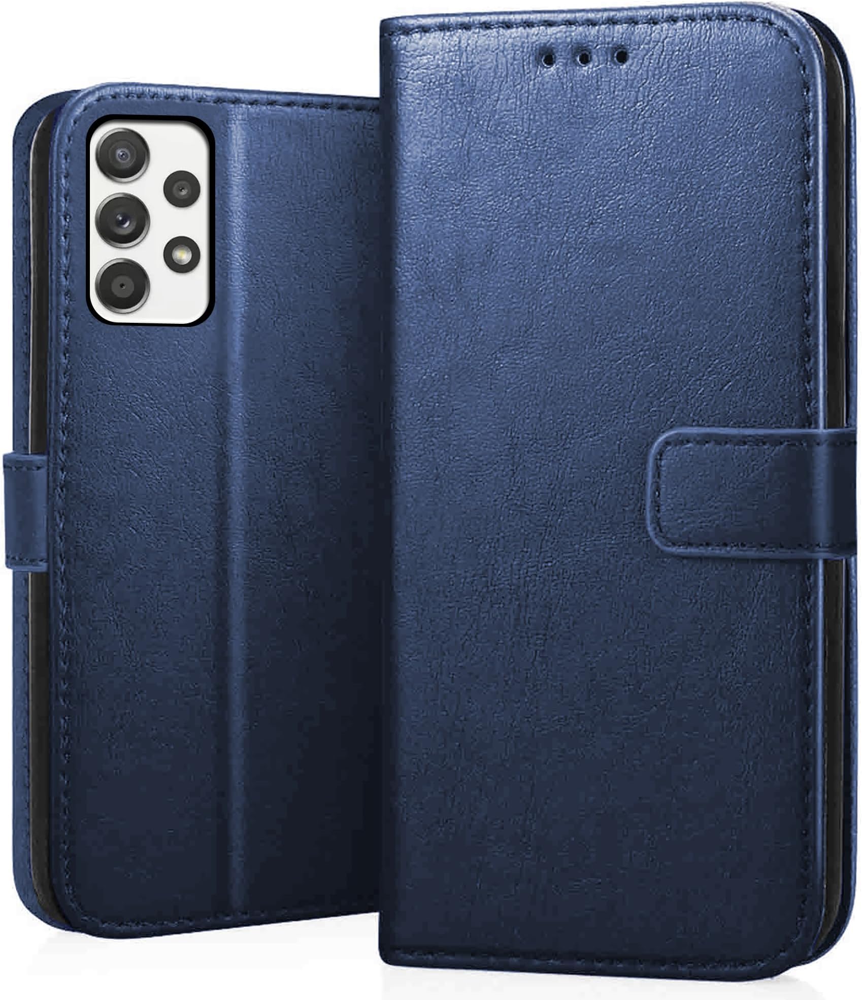 CEDO Samsung Galaxy A52 / A52s (5G) Flip Cover | Leather Finish | Inside Pockets & Inbuilt Stand | Shockproof Wallet Style Magnetic Closure Back Case Flipcover (Blue)
