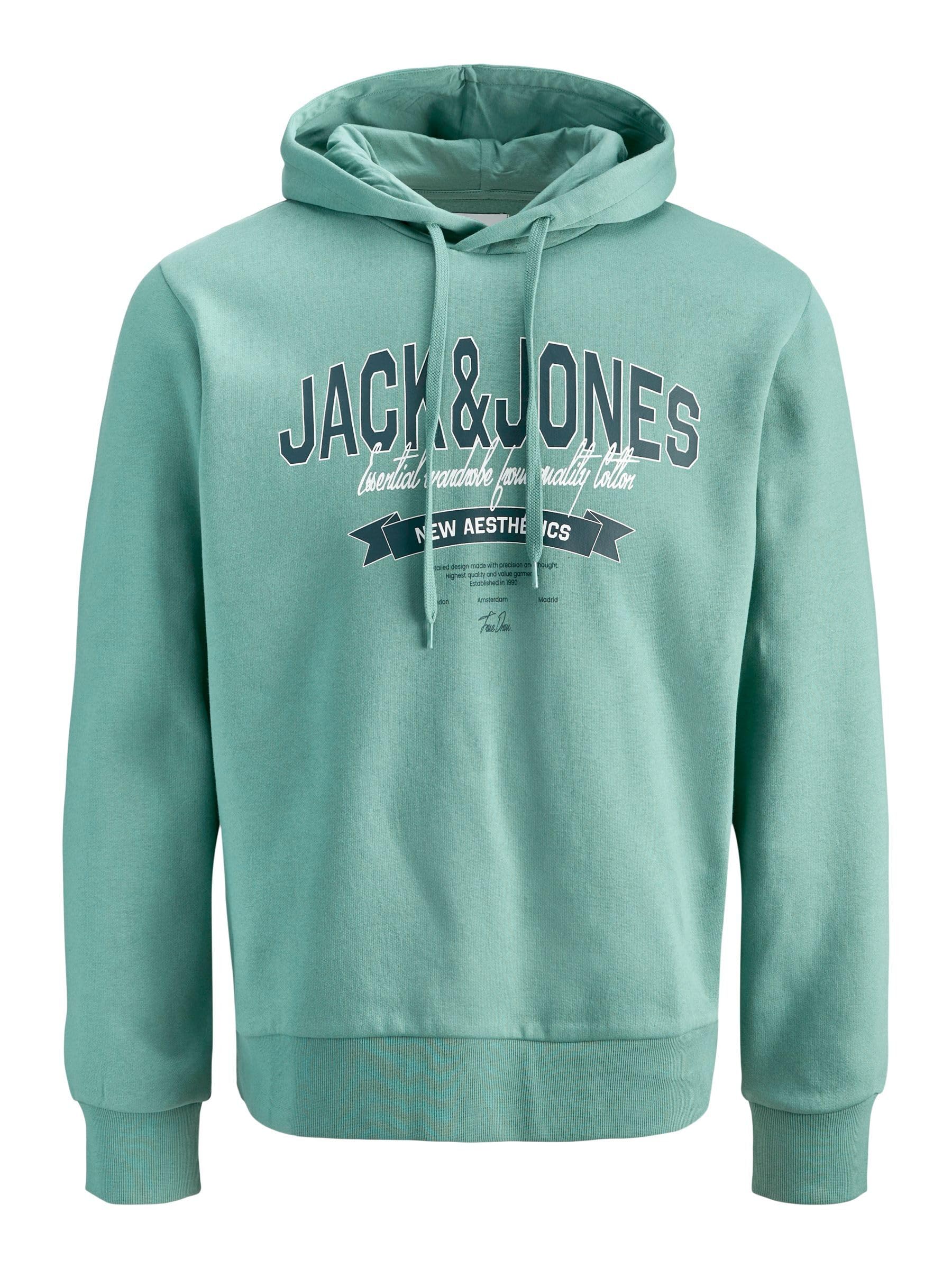 Jack & Jones Logo Print Hoodie Men's Sea Green Extra Large