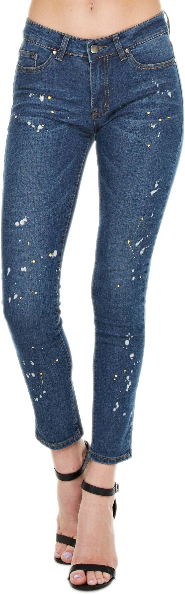 Women's Painted Mid-Rise Skinny Jeans