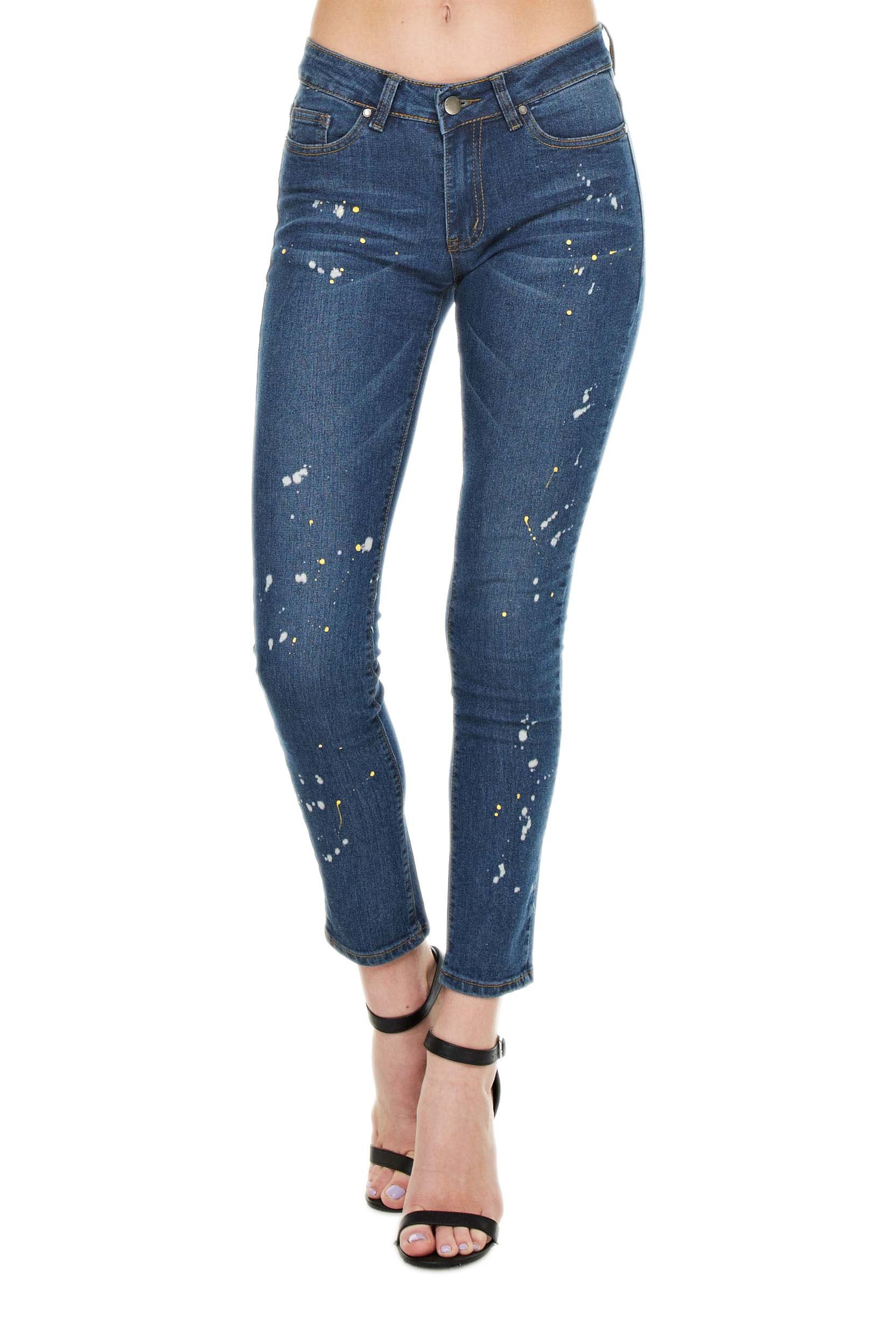 Women's Painted Mid-Rise Skinny Jeans