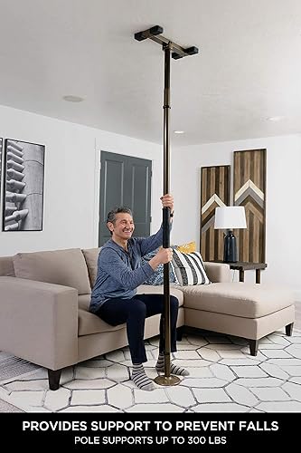 Miniatura 2 de Signature Life Poste de soporte seguro, poste de transferencia de piso a techo montado en tensión para ancianos, barra de seguridad para baño y riel