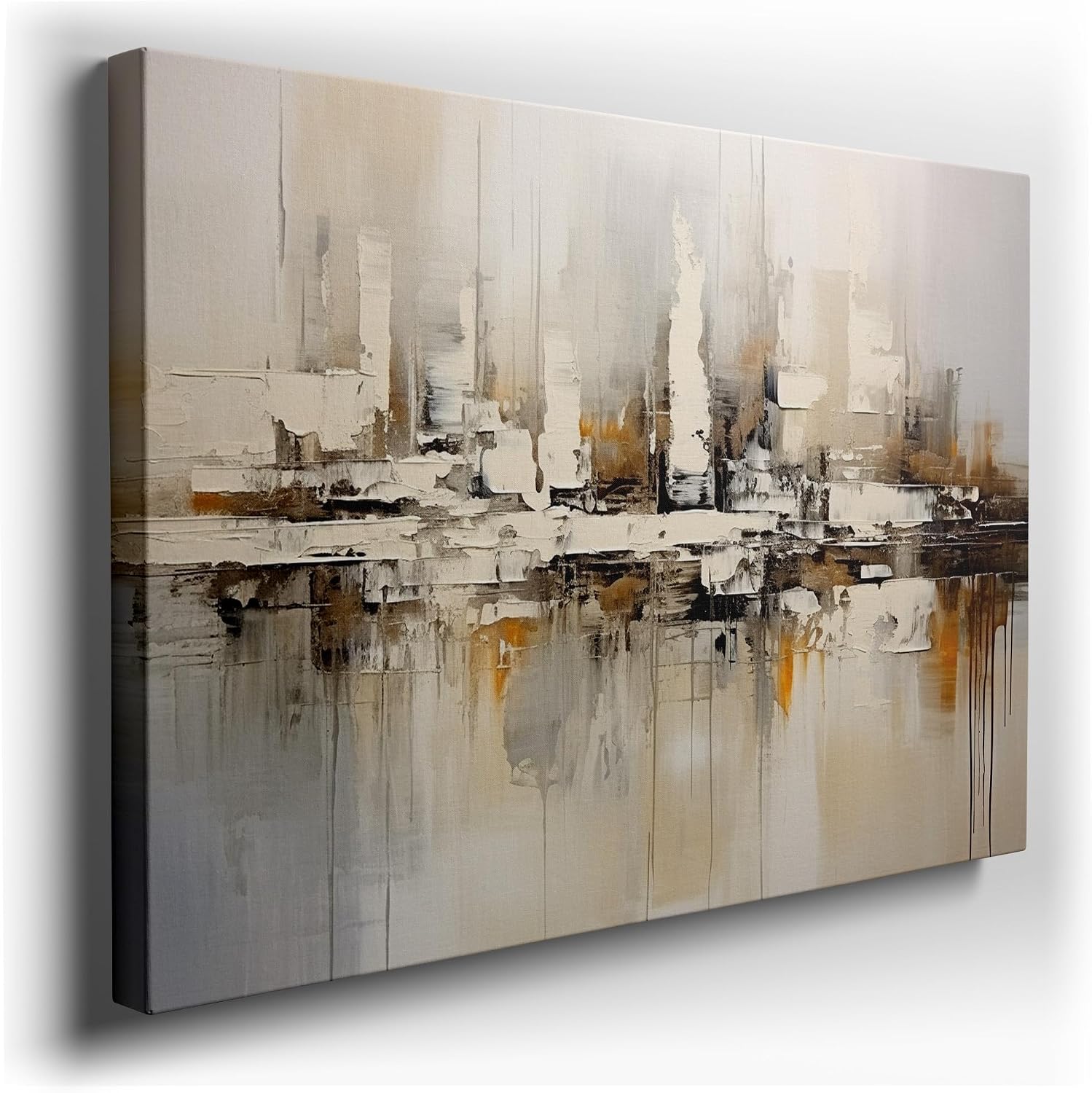 Canvas for Living room. Urban Serenity: A Modern Interpretation of City Reflections in Monochrome, 27 x 18 inch Canvas Wall Art - Ready to Hang - 69x46 cm (27x18 inch)