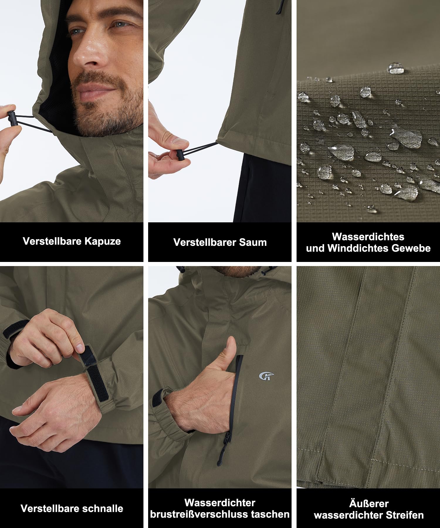 Huayuzh Chubasquero para hombre impermeable transpirable ligero cortavientos delgado impermeable plegable bicicleta camping senderismo