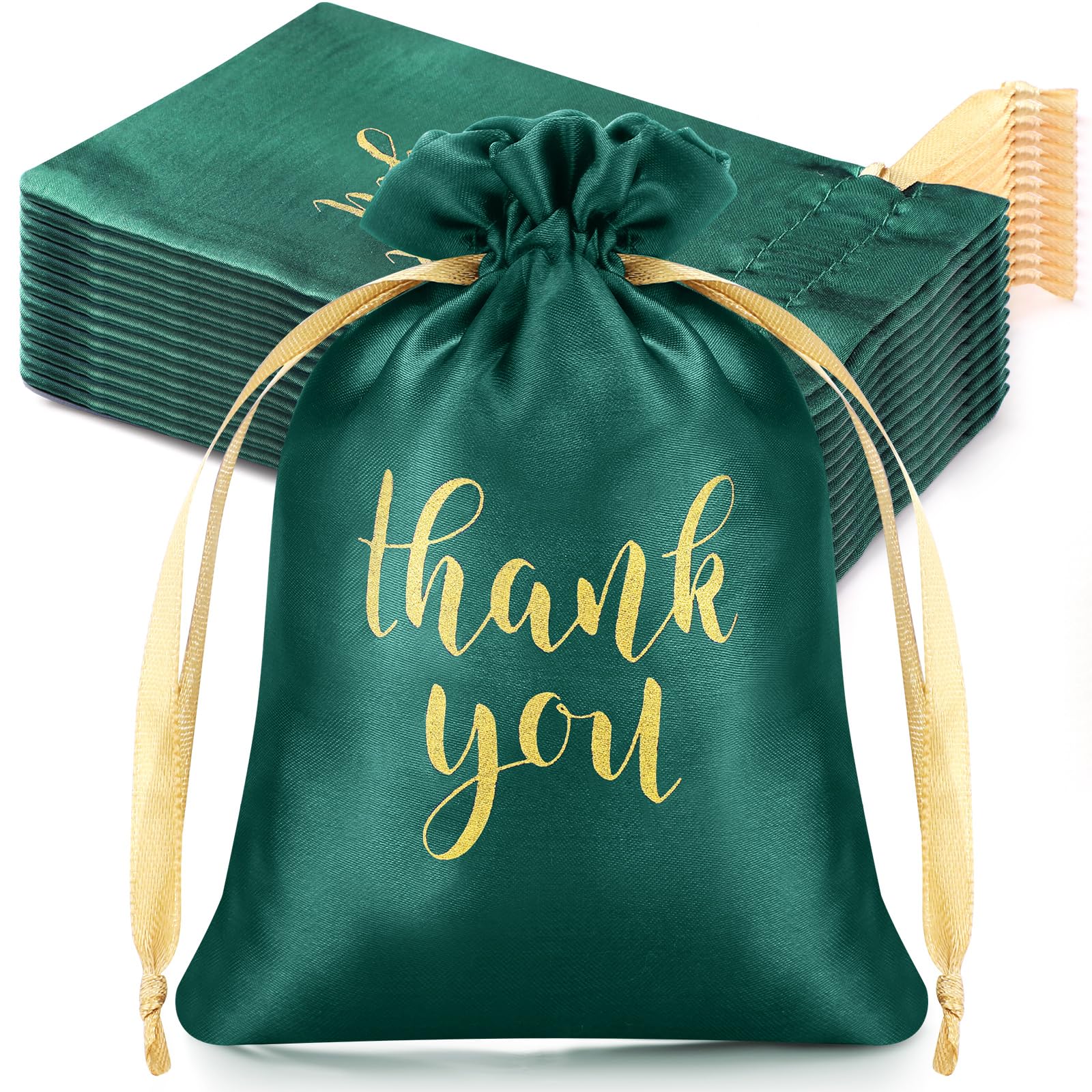 Sieral 50 Pcs Thank You Satin Gift Bags with Drawstring Jewelry Candy Pouches for Valentines Easter Wedding Baby Shower Birthday Holiday Party Thank