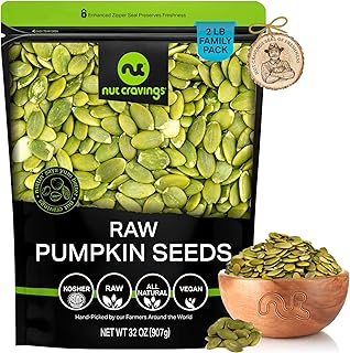NUT CRAVINGS - Raw Pumpkin Seeds Pepitas, Unsalted, Shelled, (32oz - 2 L...