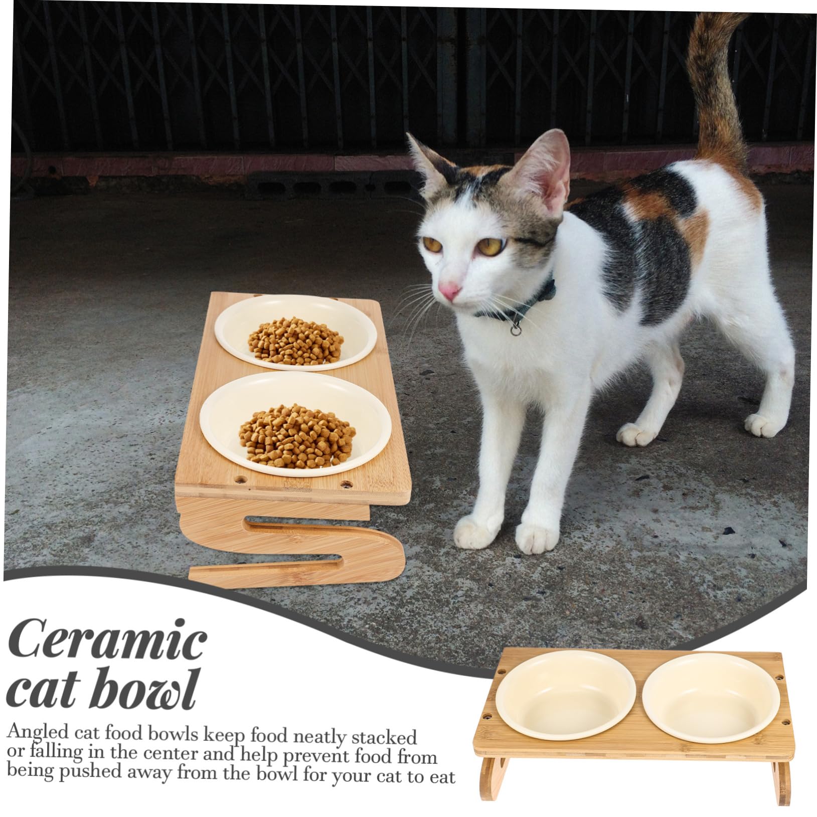 POPETPOP Ciotole per Gatti Rialzate in Ceramica Ciotola Antiscivolo per Cani Accessorio per Alimentazione Animale Domestico Facile da Pulire e Resistente