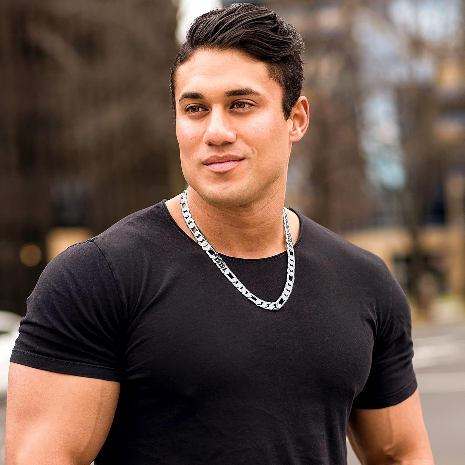 LIFETIME JEWELRY Beveled Gold Figaro Chain For Men and Women - 24k Real Gold Plated - Durable Clasp - with Lifetime Replacement