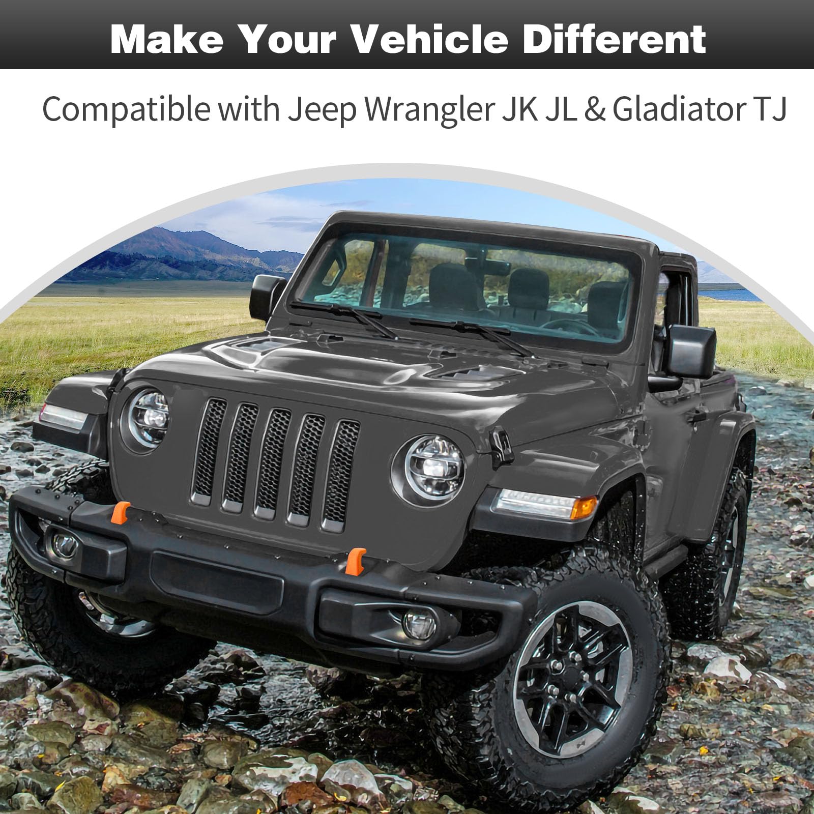 Rear Tow Hook Covers For Jeep Gladiator JT (2021-2025) - Black ABS Protection Caps (Pair) - View #3