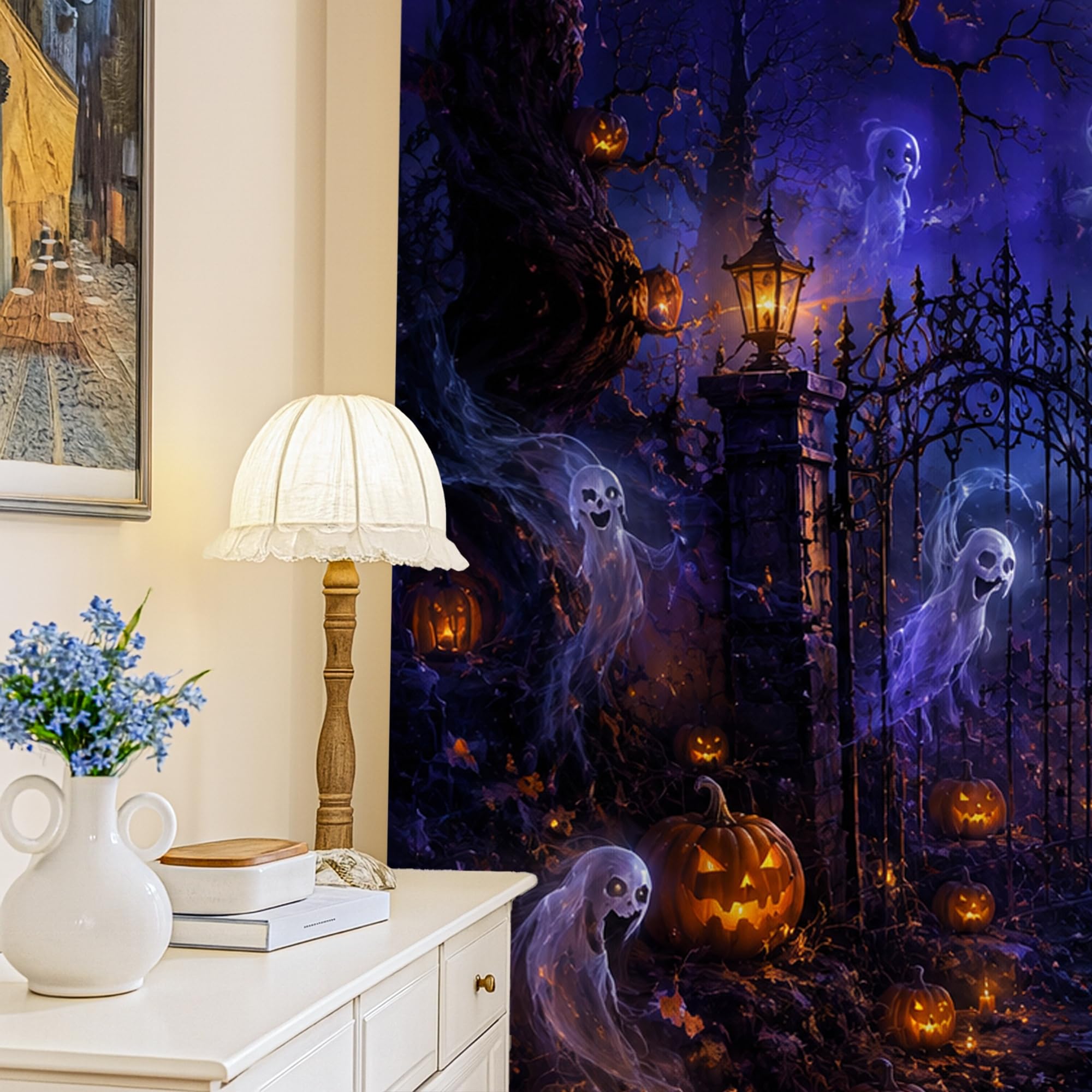 Rideaux occultants gothiques violet Halloween 132x213cm