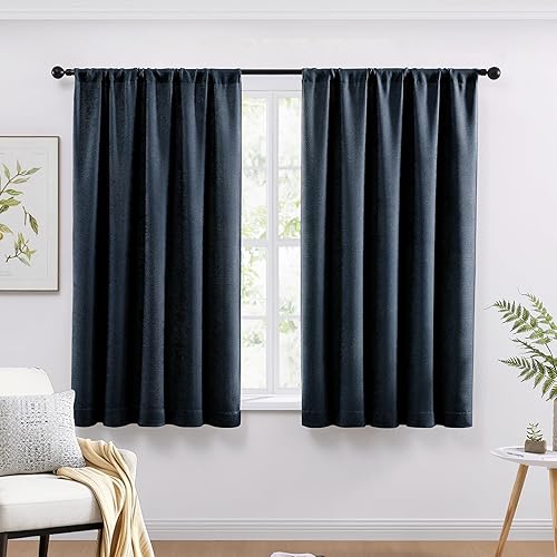 Miniatura 23 de WRENSONGE Cortinas Opacas para Dormitorio, Cortinas Opacas Azul Marino de 63 Pulgadas de Largo para Ventanas de Sala de Estar y Cocina, Cortinas